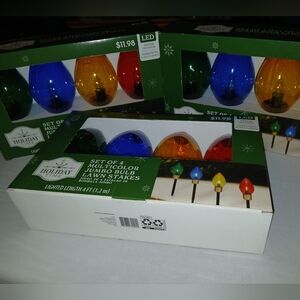S/3 Jumbo Bulb Lawn Stakes - 4 Piece - Multicolor